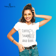Load image into Gallery viewer, Coffee-Snacks-And-Book-T-Shirt.jpg