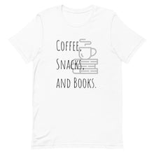 Load image into Gallery viewer, Coffee-Snacks-And-Book-T-Shirt.jpg