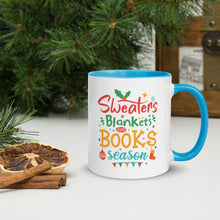 Load image into Gallery viewer, Sweaters, Blankets, and Books Season Mug
